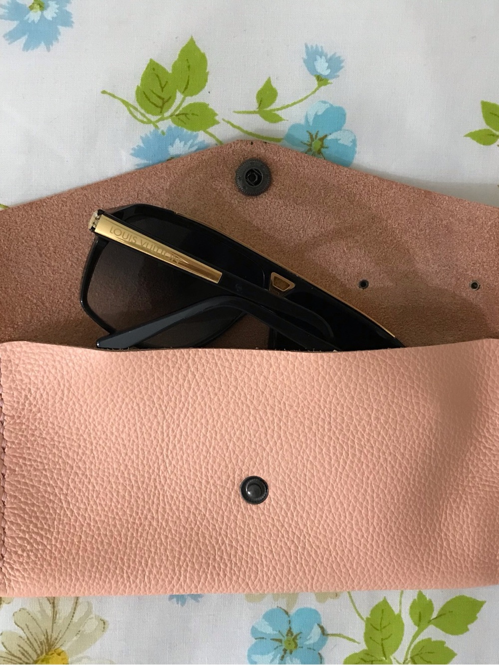 Handmade Genuine Leather Sunglasses Case with Gold Accents